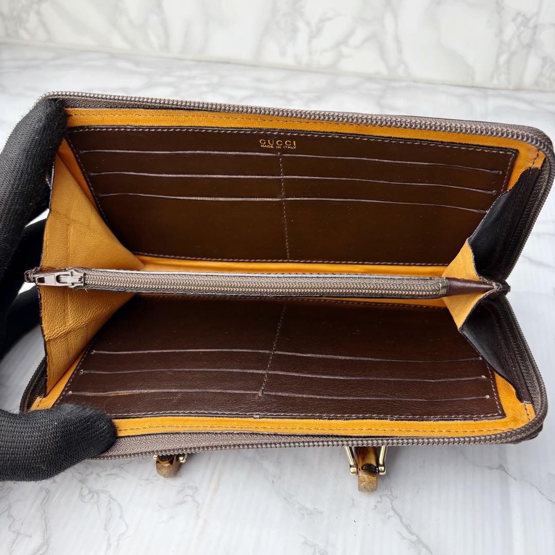01 GUCCI 3WAY ハンドバッグ ショルダー 長財布 バンブー xg6