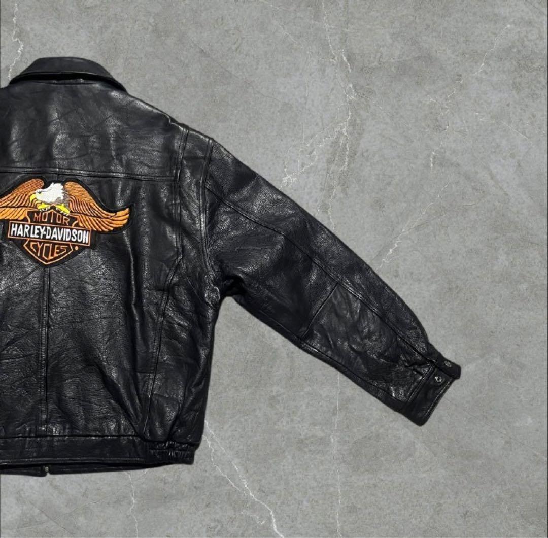 WILSONS本革ハーレーカスタム刺繍イーグルワッペンレザージャケットL古着