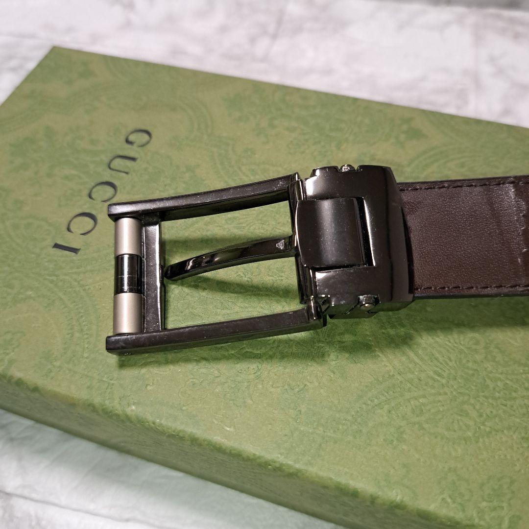 ✨️素敵✨️GUCCI グッチベルト　GG 柄ブラックレザーシルバーバックル
