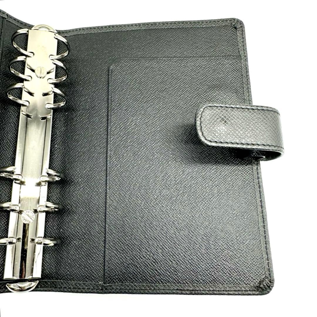 美品★ルイヴィトン 手帳カバー アジェンダMM タイガ 黒　LVロゴ　本革