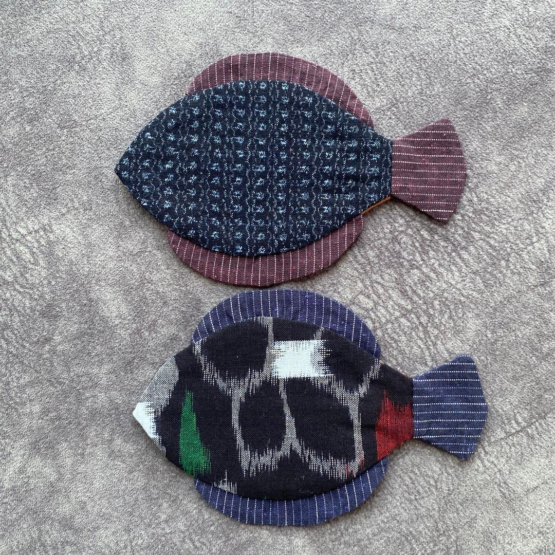 カレイのコースターハンドメイド(No.92)小12匹と(No.94 )小 2匹