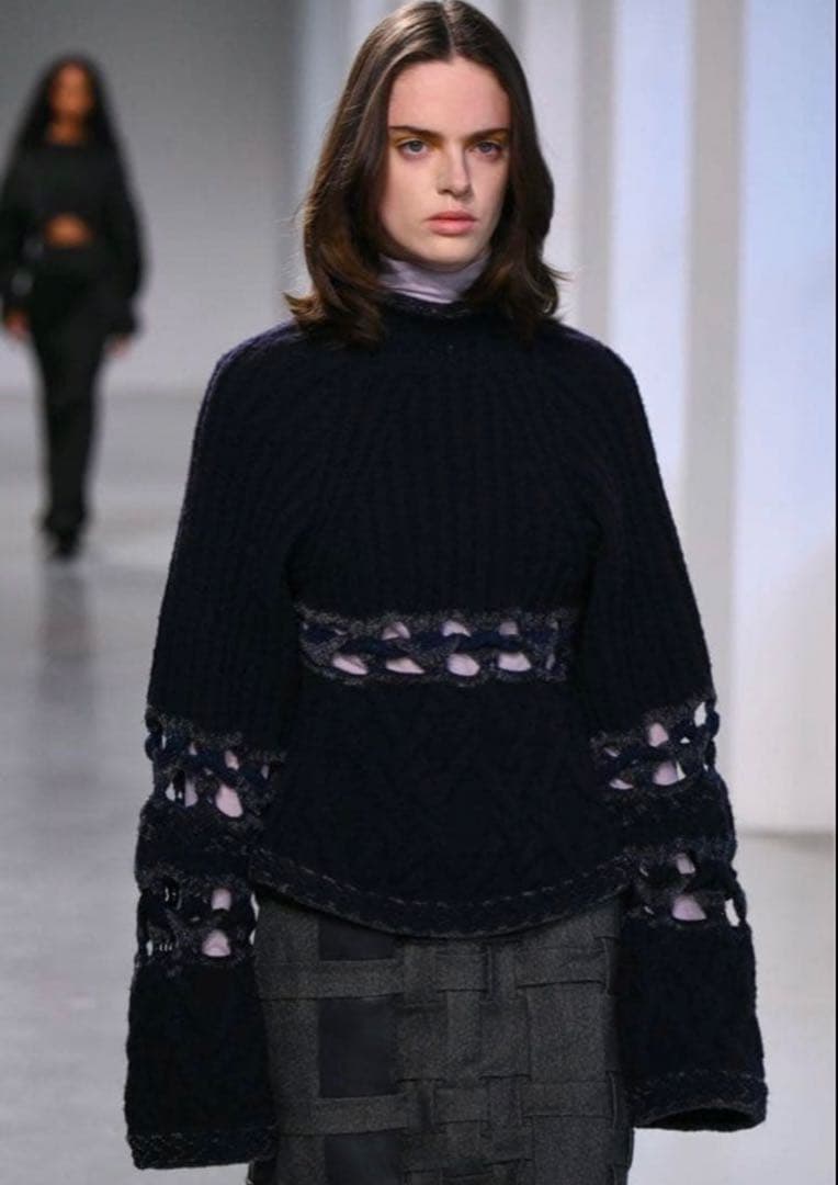 Mame Kurogouchi バスケットパターンコンビネーションニットPO