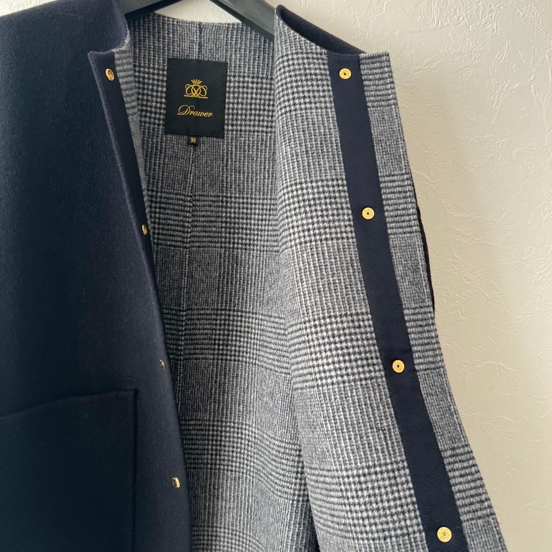 新品未使用　今季　DRAWER ビーバーケヌキノーカラージャケット