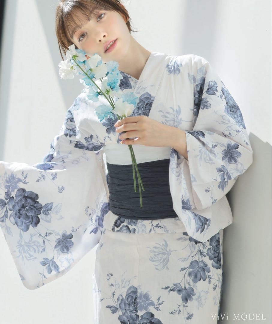 即日発送 Dita 水彩の勿忘草色 浴衣