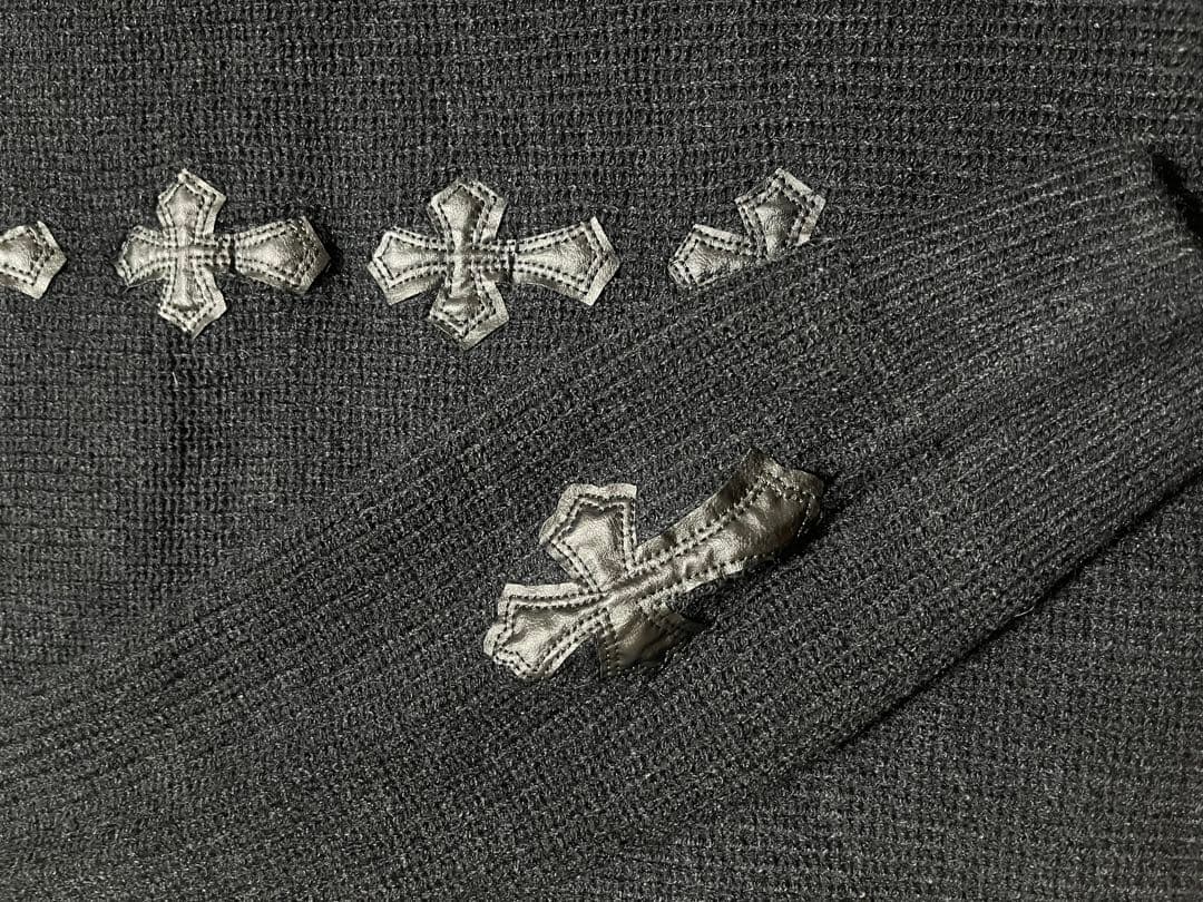 Chrome Hearts レザーパッチ ニット 黒 オーバーサイズ 男女兼用