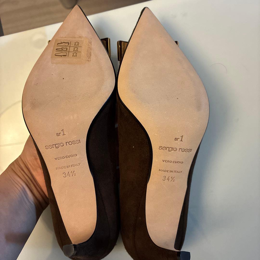 Sergio Rossiセルジオロッシsr1ダークブラウン ゴールド34 1/2