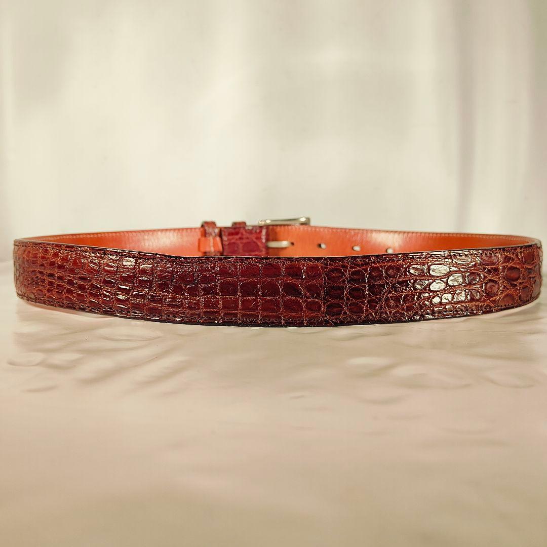 【Vintage】イタリア製　ワニ革　高級クロコダイルドレスベルト 本革 正規品