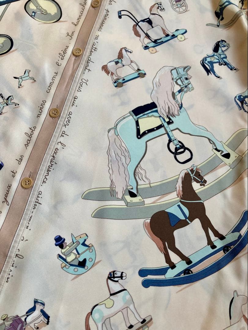 HERMES ロゴシャツブラウス　マルジェラ期 『お馬の話をして』クリーニング済