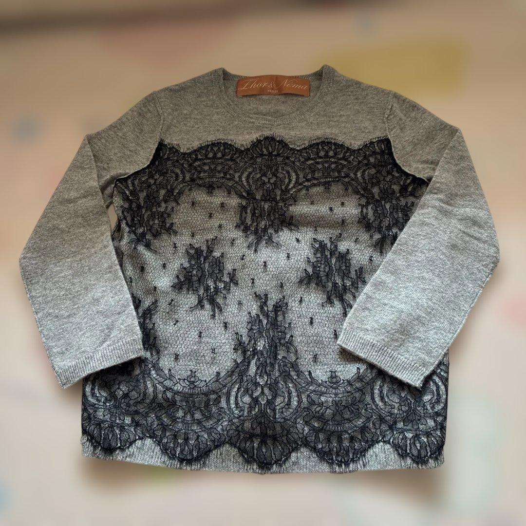 Zhor& Nema レースデザイン長袖ニット