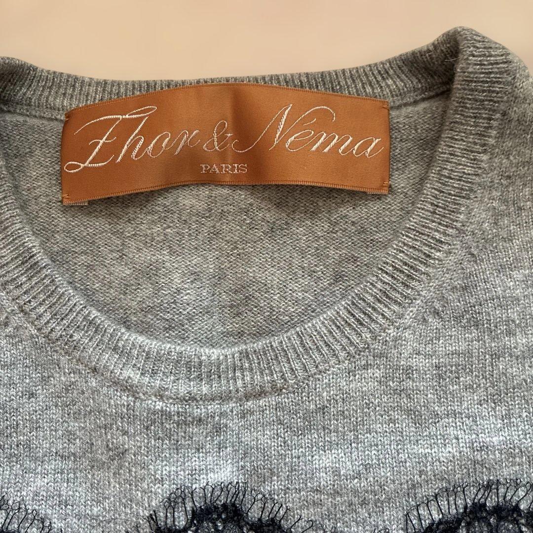 Zhor& Nema レースデザイン長袖ニット