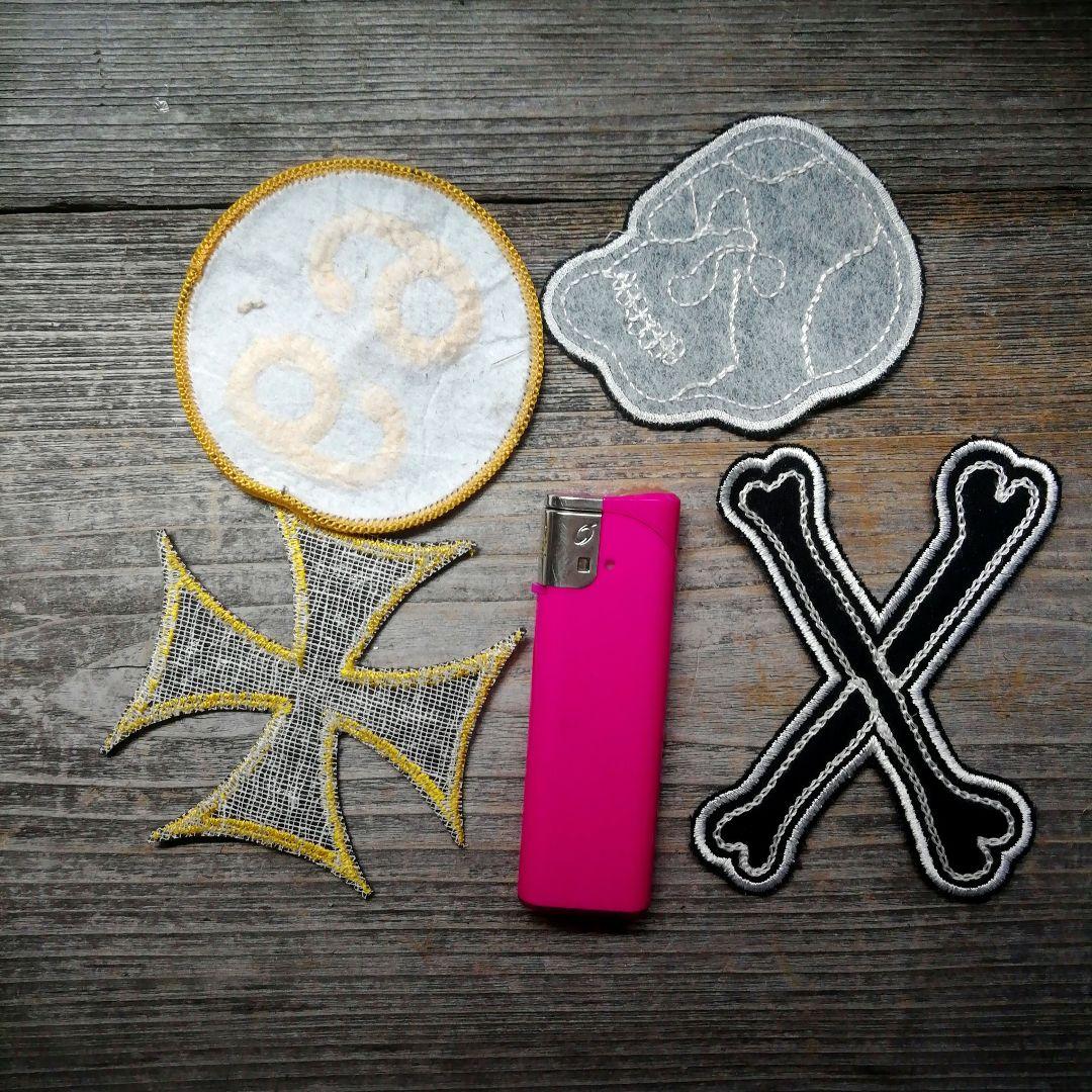 ビンテージ　アイアン　クロス　69 スカル　CXTXM ワッペン　バイカー