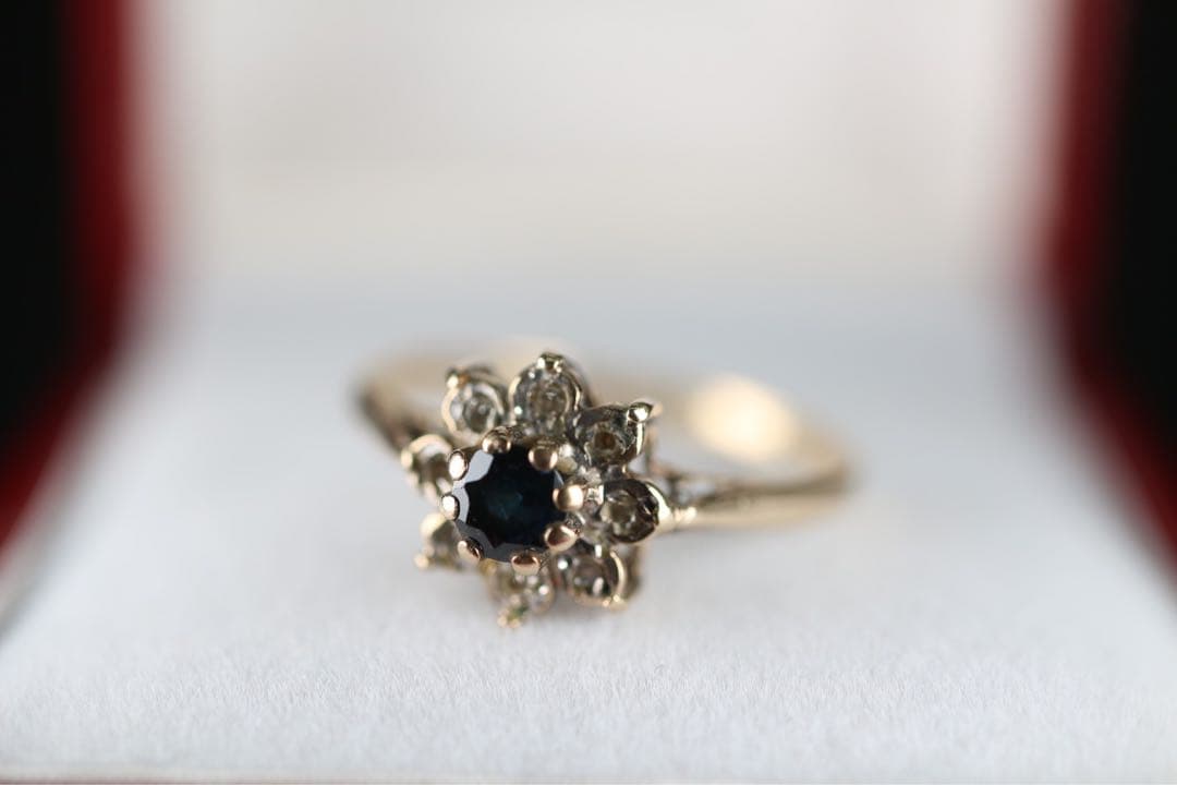 絶品 英国 ビンテージ レディース ゴールド 指輪 サファイア ダイヤ J146