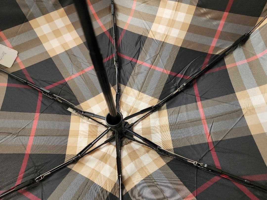 【タグ付き新品】BURBERRY 折り畳み式ジャンプ傘 レザーハンドル