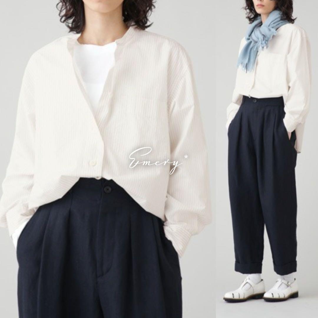 マーガレットハウエル 2024 コットン カラーレス ストライプ シャツ 1