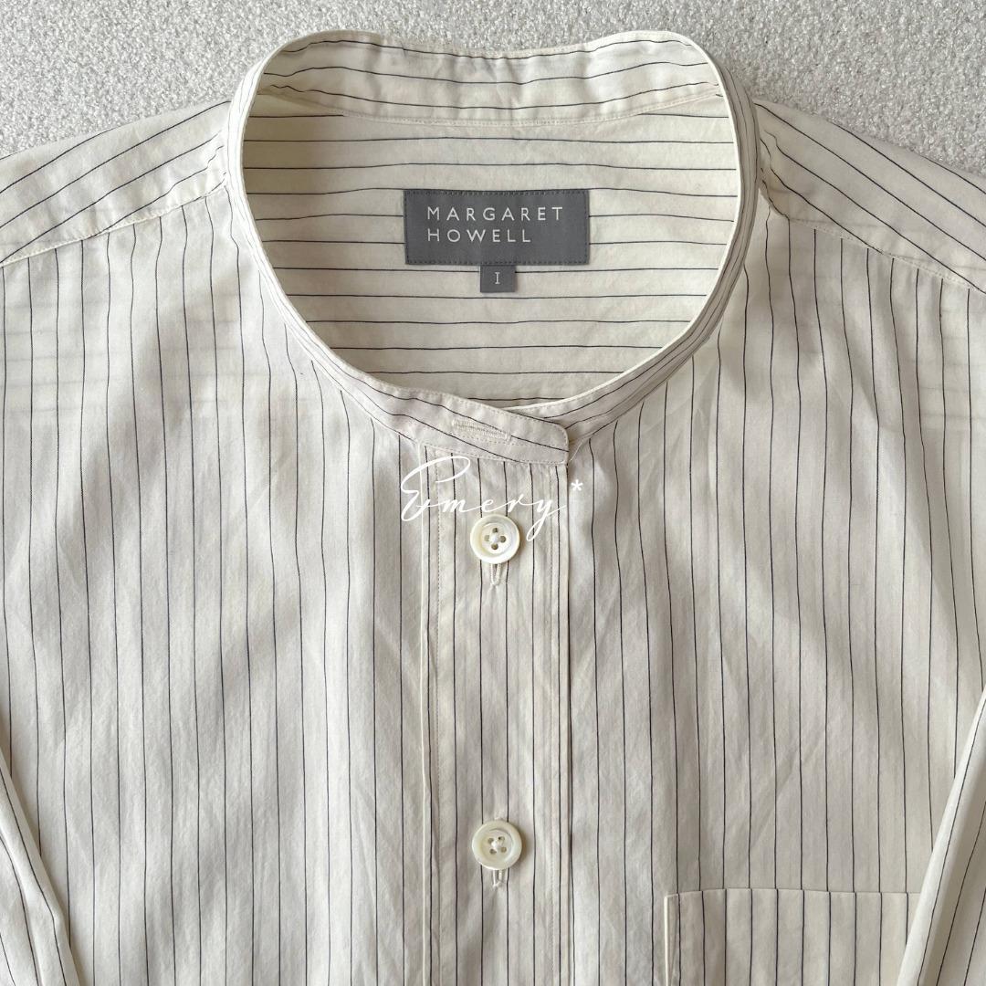 マーガレットハウエル 2024 コットン カラーレス ストライプ シャツ 1