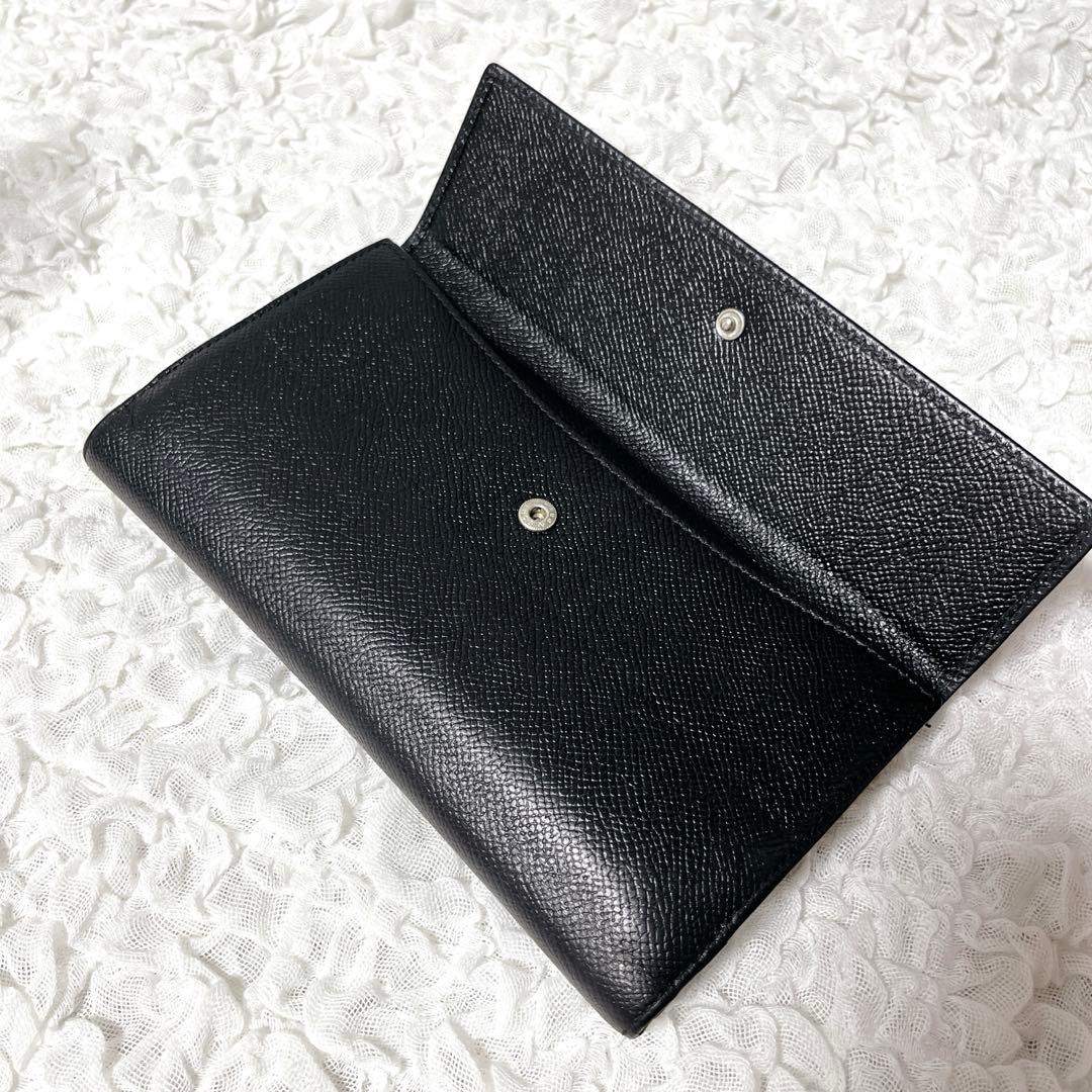 箱付✨BVLGARI ブラック レザー 長財布　ブルガリ　フラップ　本革　黒