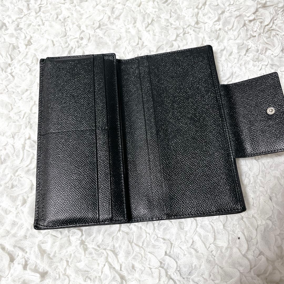 箱付✨BVLGARI ブラック レザー 長財布　ブルガリ　フラップ　本革　黒