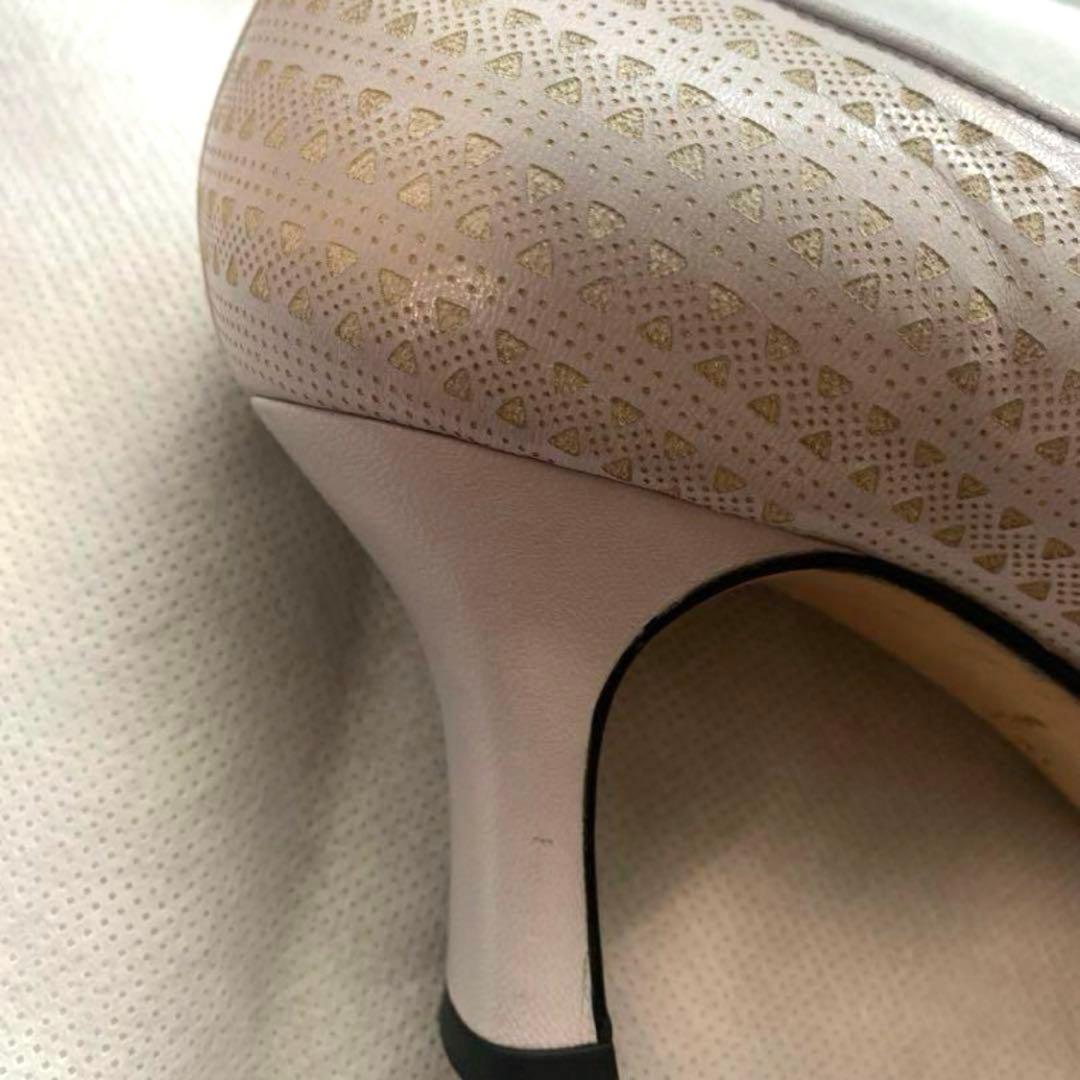 美品　銀座ヨシノヤ　パンプス　革靴　ハイヒール　グレージュ　23cm 現行品