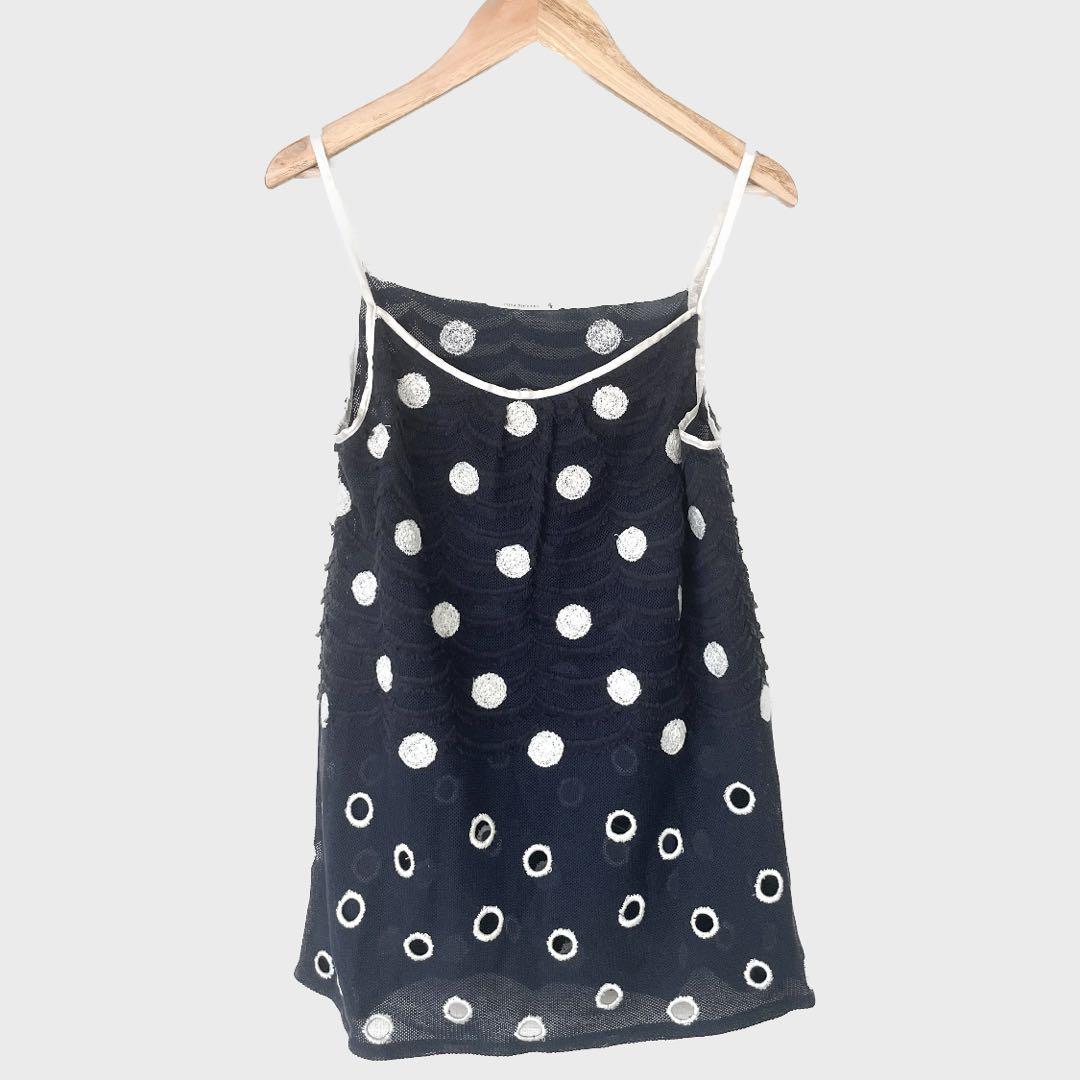 【極美品】mina perhonen ドット柄 キャミソール トップス ネイビー