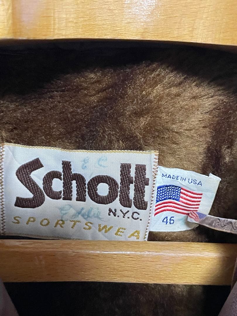 70s USA製 Schott シングルライダースジャケット ファーライナー付き
