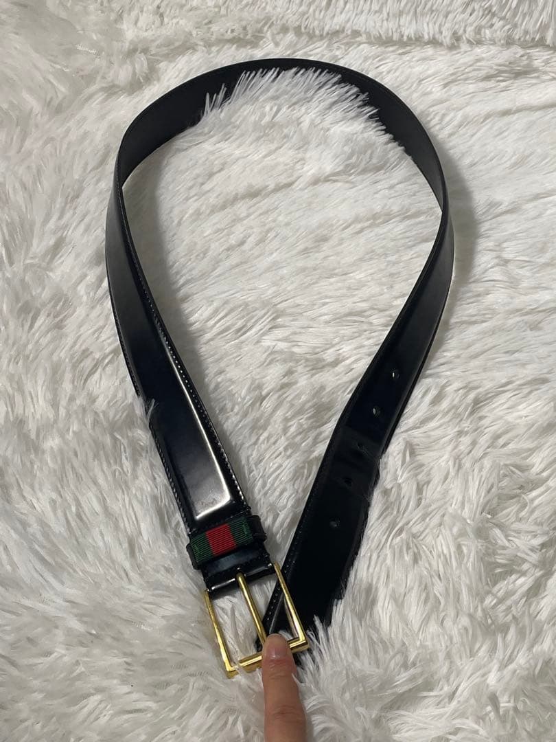 GUCCI グッチ レザーベルト 本革　ブラック ゴールドバックル