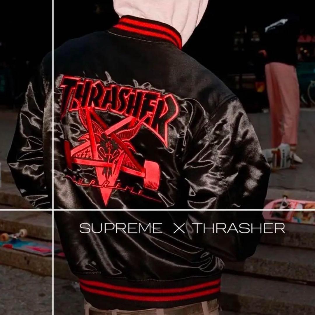 シュプリーム × スラッシャー 刺繍ロゴ スカジャン ブルゾン