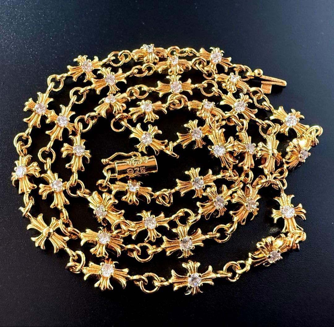 ダイヤ　タイニーチェーン　ネックレス　22kコーティング