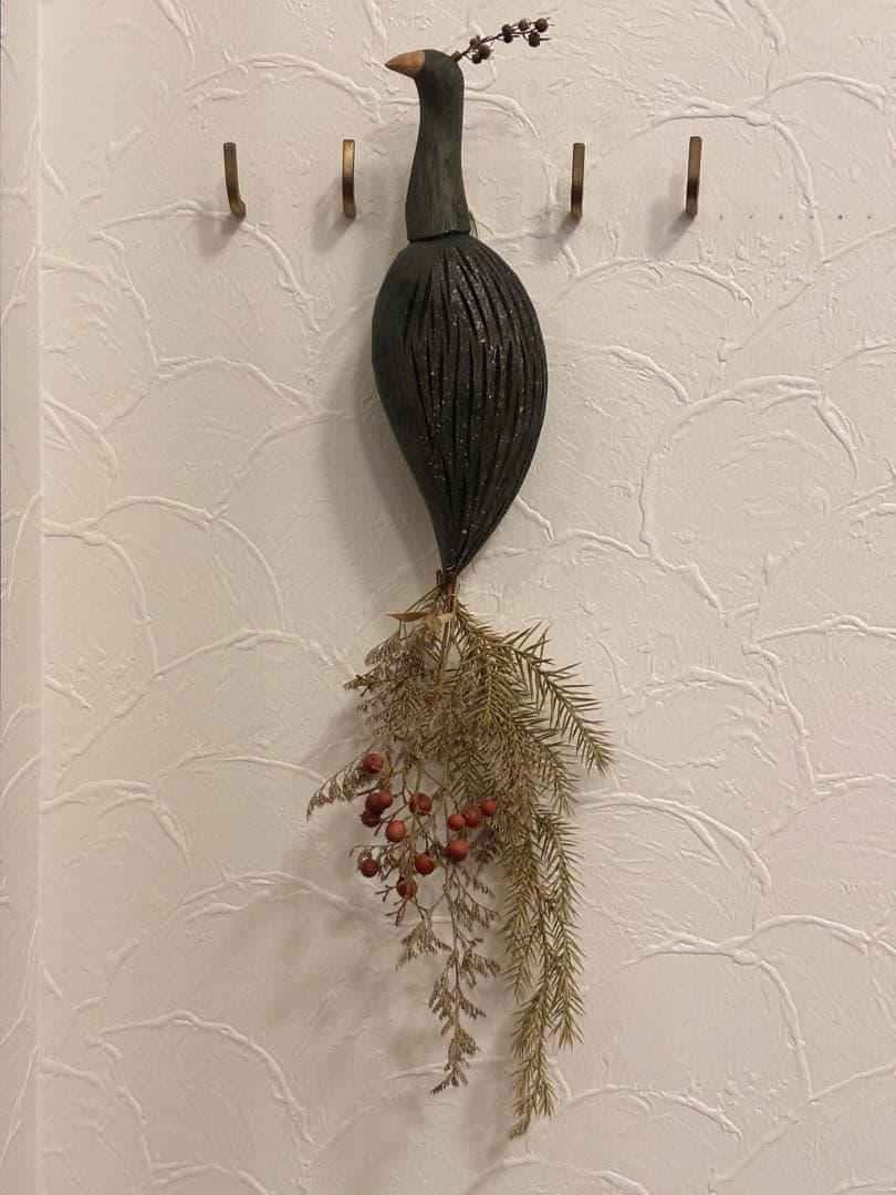 苔むす木工 オブジェ とり　鳥　壁掛け