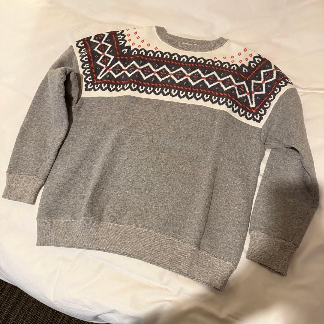 ウエアハウス 雪柄スウェット グレー サイズ38 Warehouse