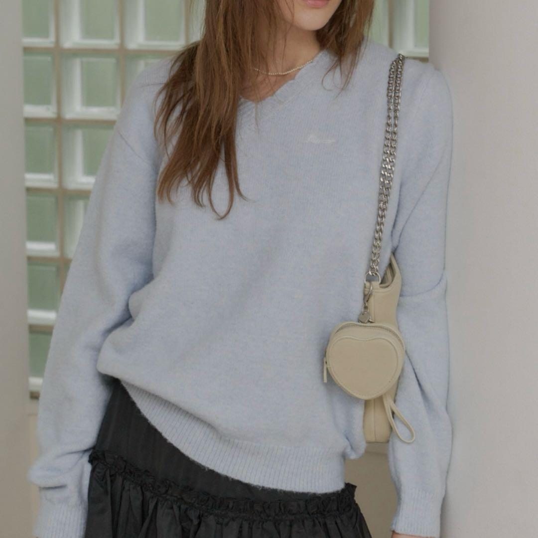 GIUNON ルーズスカラップVネックニット