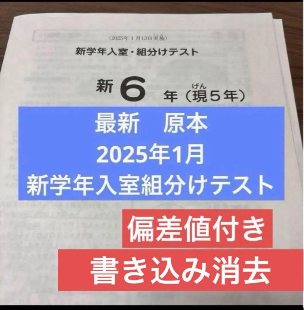 最新原本！2025年サピックス 新6年新学年入室・組分けテスト　迅速発送