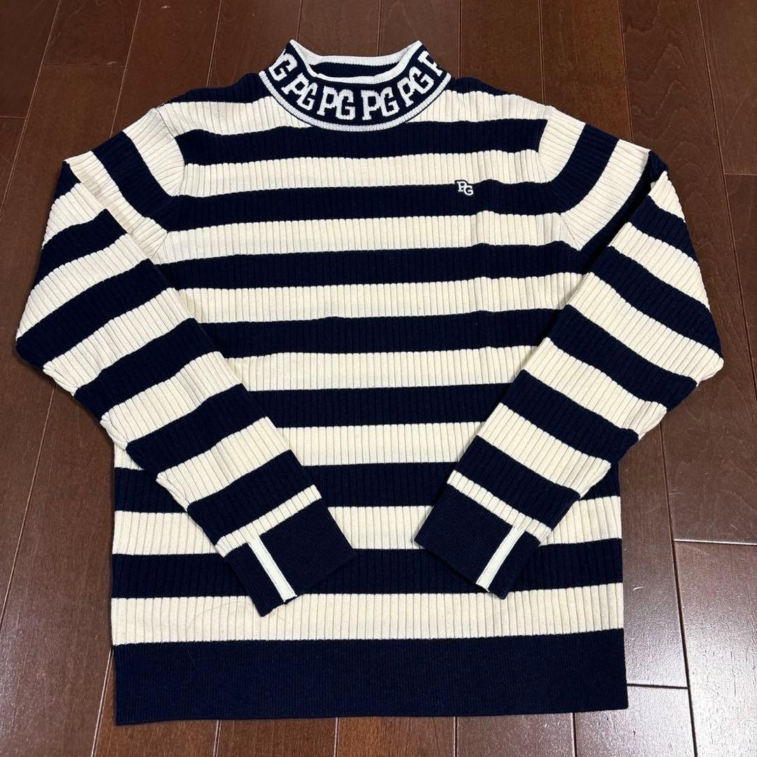 パーリーゲイツ　ウールカシミヤ　ボーダー柄ハイネックサイズ5