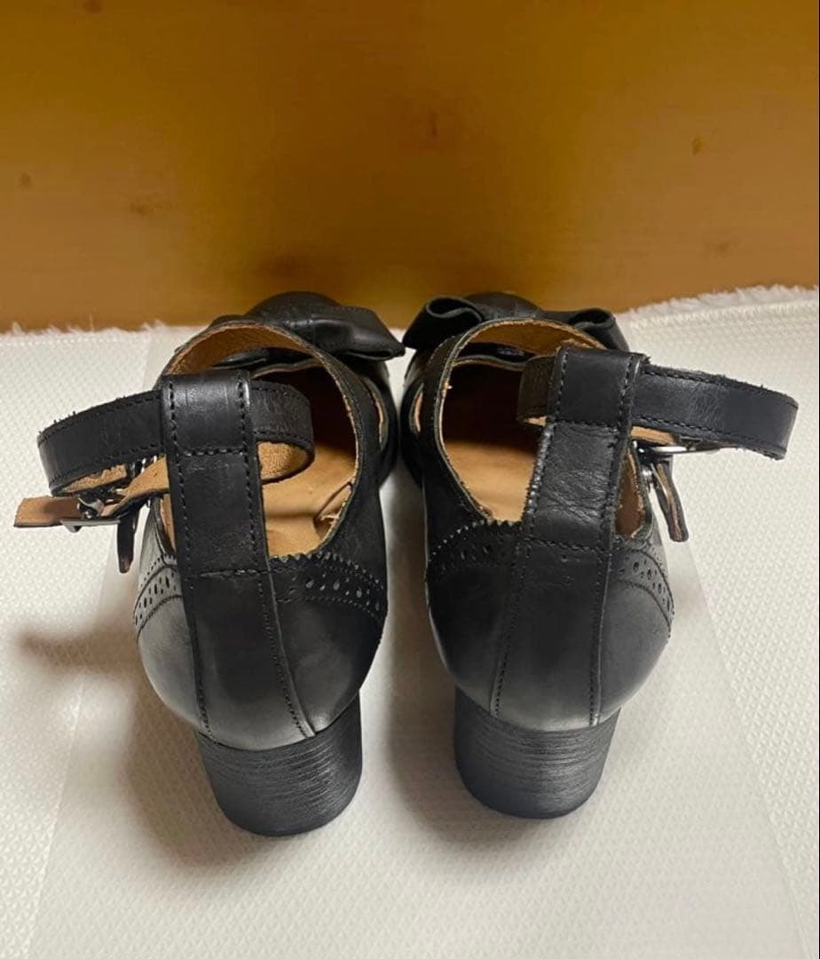 ジェーンマープル ストラップリボンパンプス ブラックL Jane Marple