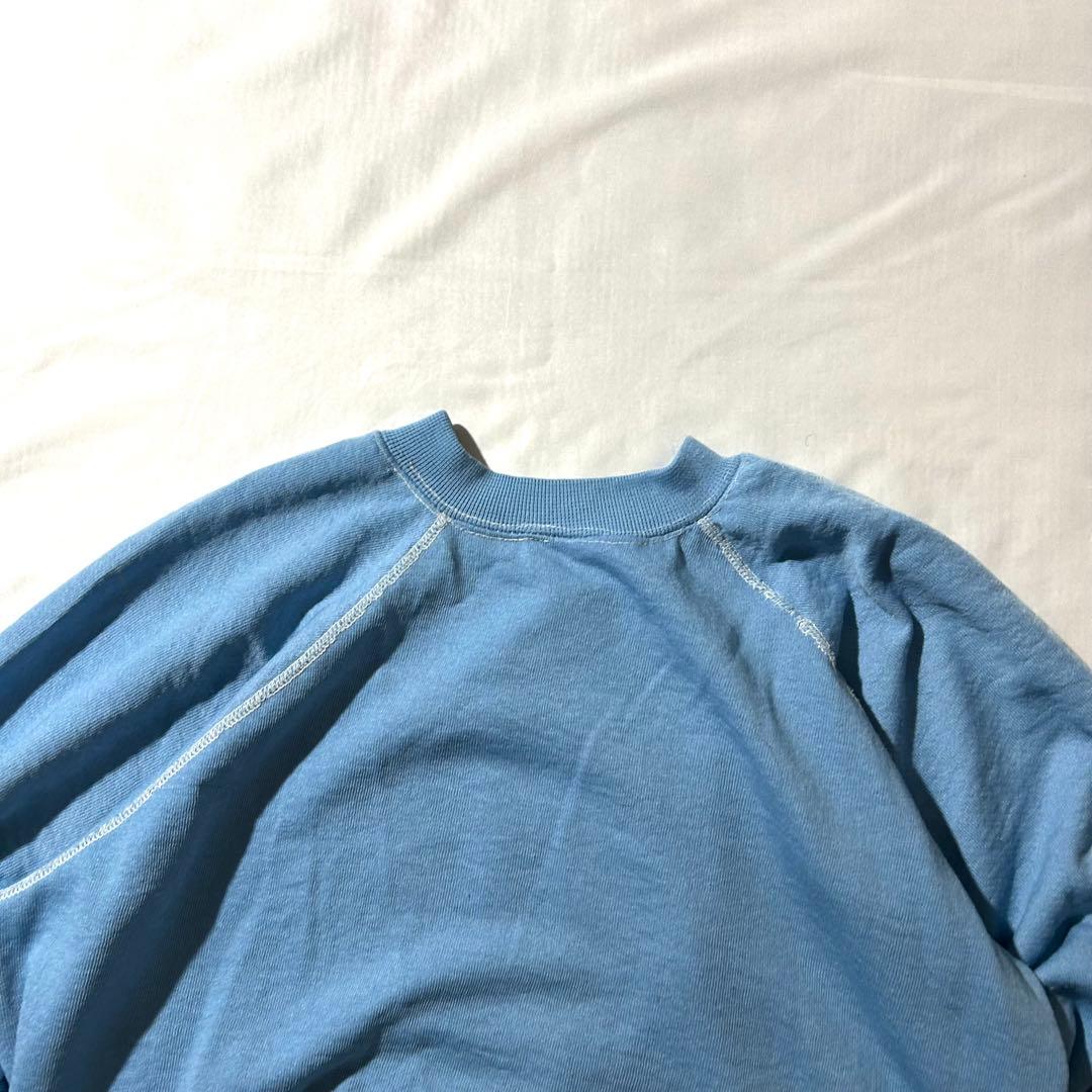 80sミッキーマウスプリント 白足 スウェット vintage 水色 短丈