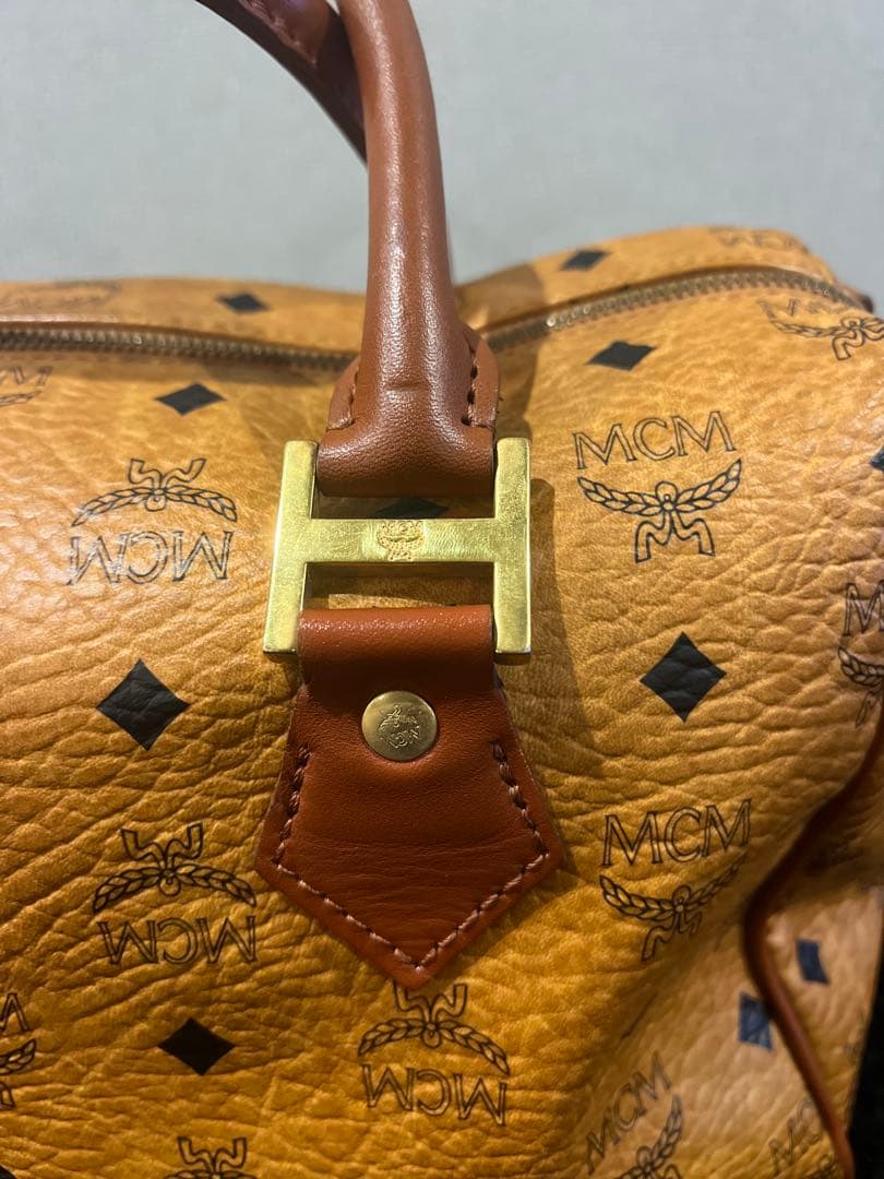 MCM オレンジ レザーボストンバッグ