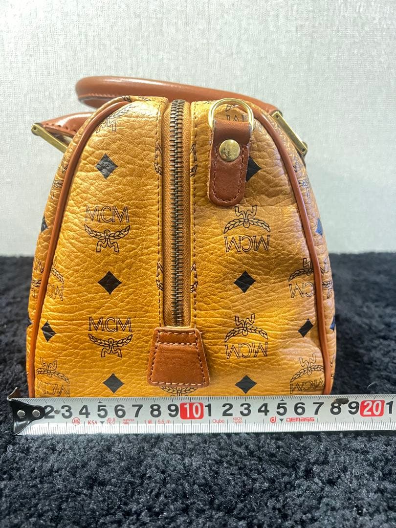 MCM オレンジ レザーボストンバッグ