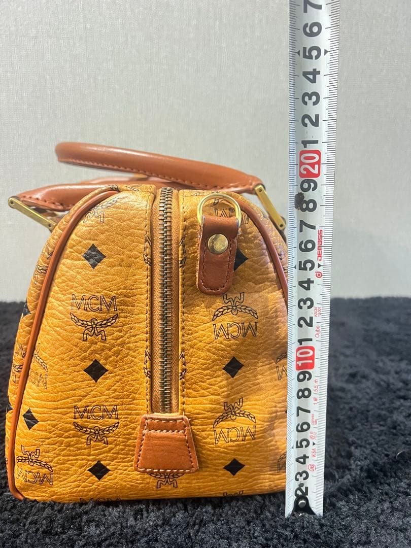 MCM オレンジ レザーボストンバッグ