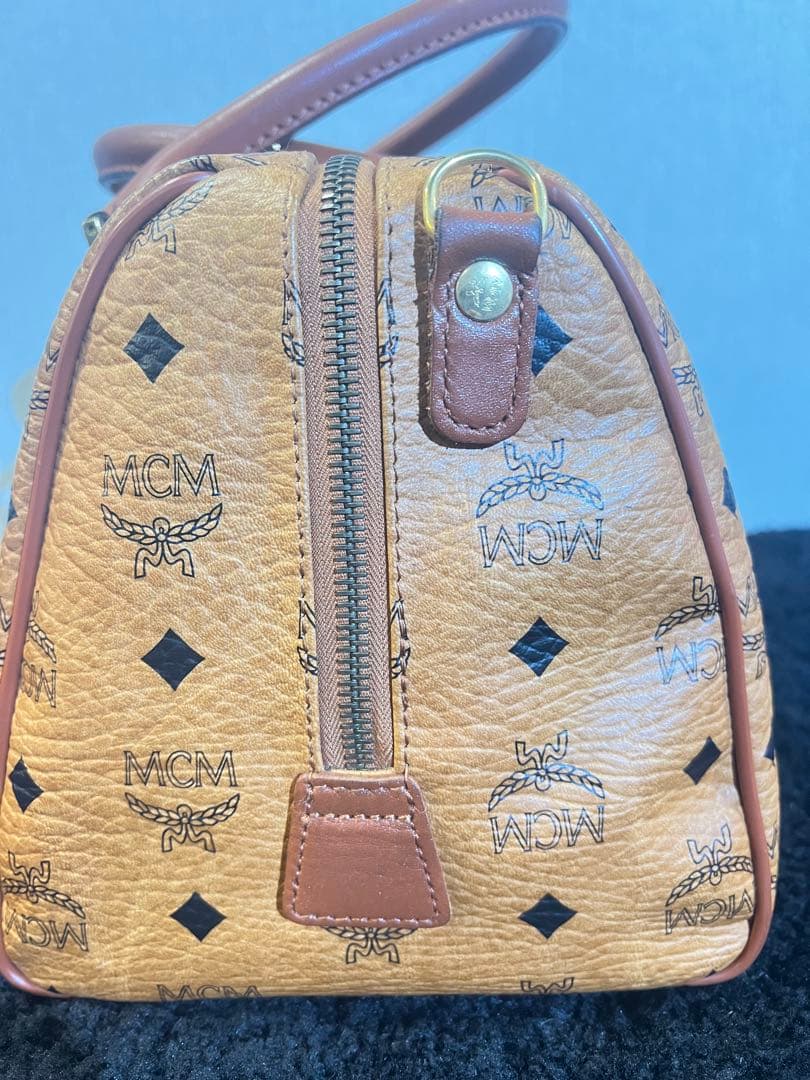 MCM オレンジ レザーボストンバッグ