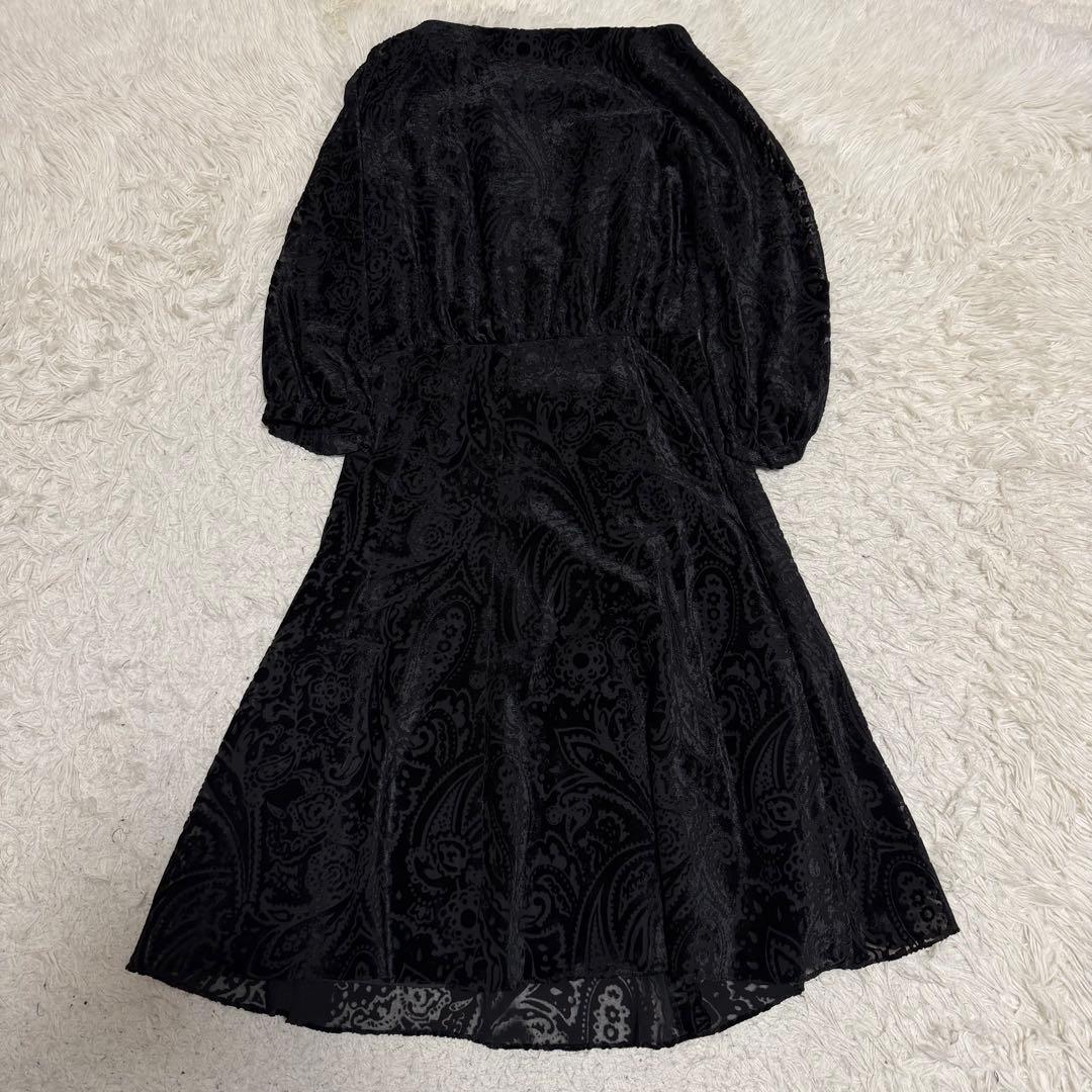 希少極美品　ジバンシー　ロングワンピース　ペイズリー総柄　ベルベット　ブラック