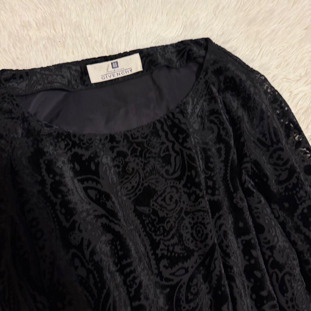 希少極美品　ジバンシー　ロングワンピース　ペイズリー総柄　ベルベット　ブラック