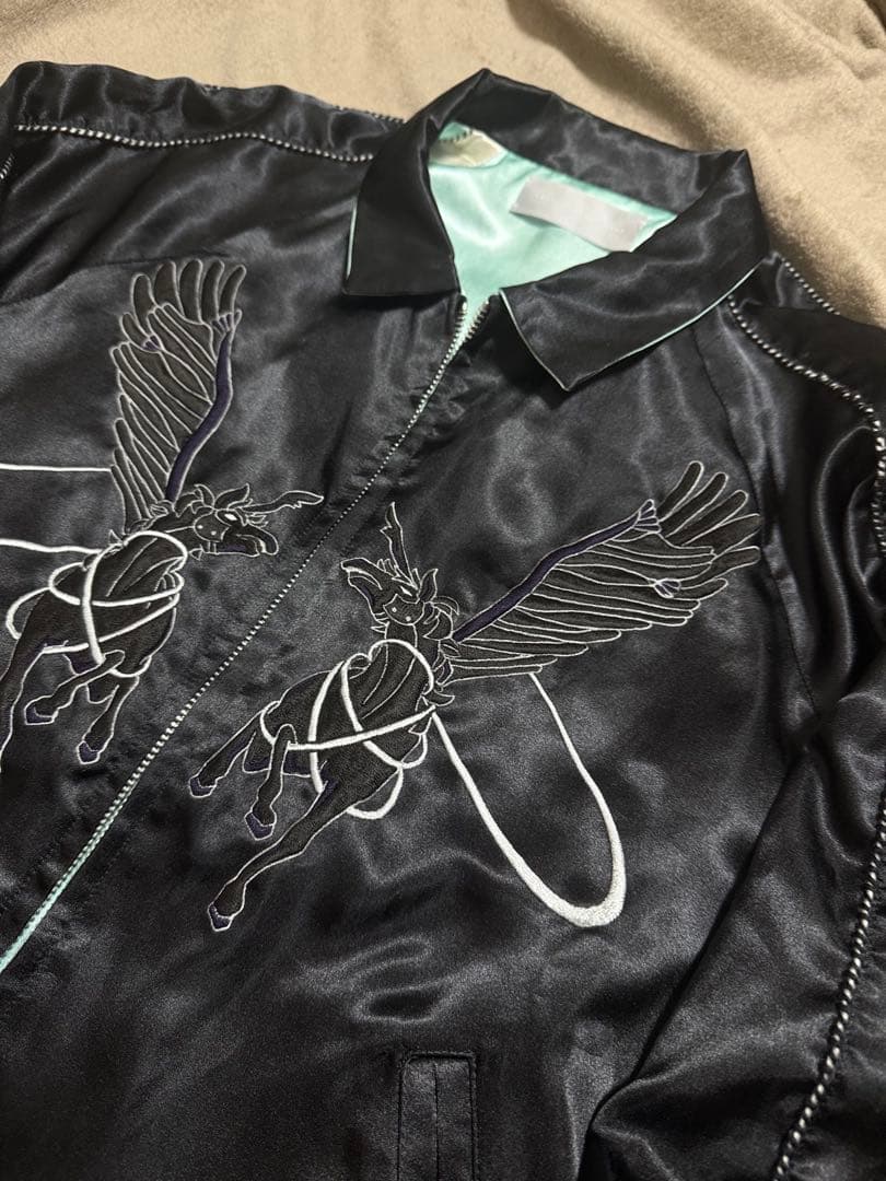 美品 日本製 LUCIOLE ２面用 馬 スカジャン サテン vintage