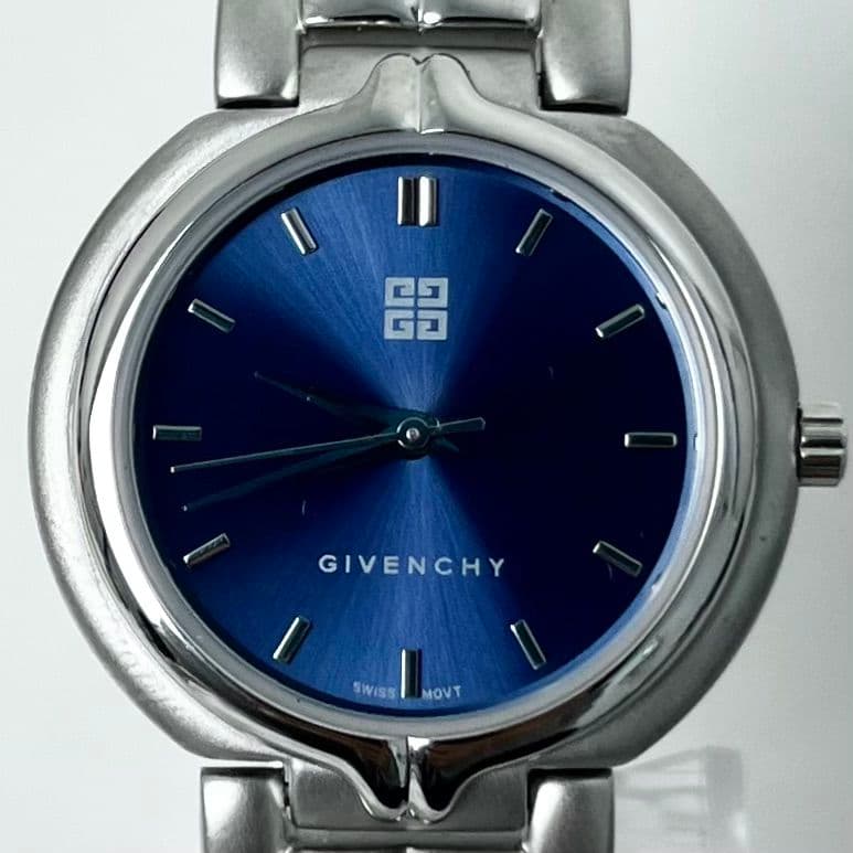 【美品】 稼働 GIVENCHY SY.18.XV ネイビー文字盤 腕時計