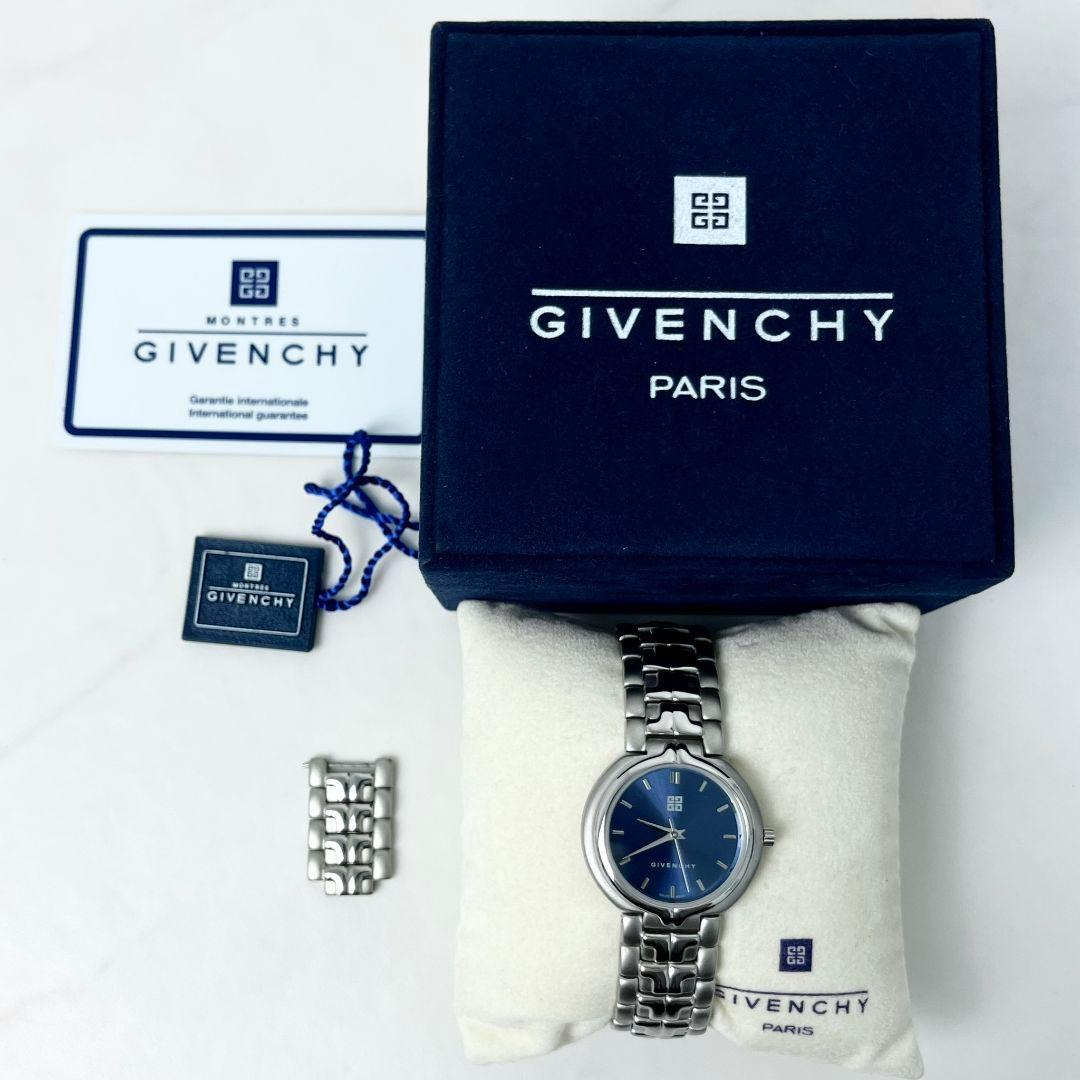 【美品】 稼働 GIVENCHY SY.18.XV ネイビー文字盤 腕時計