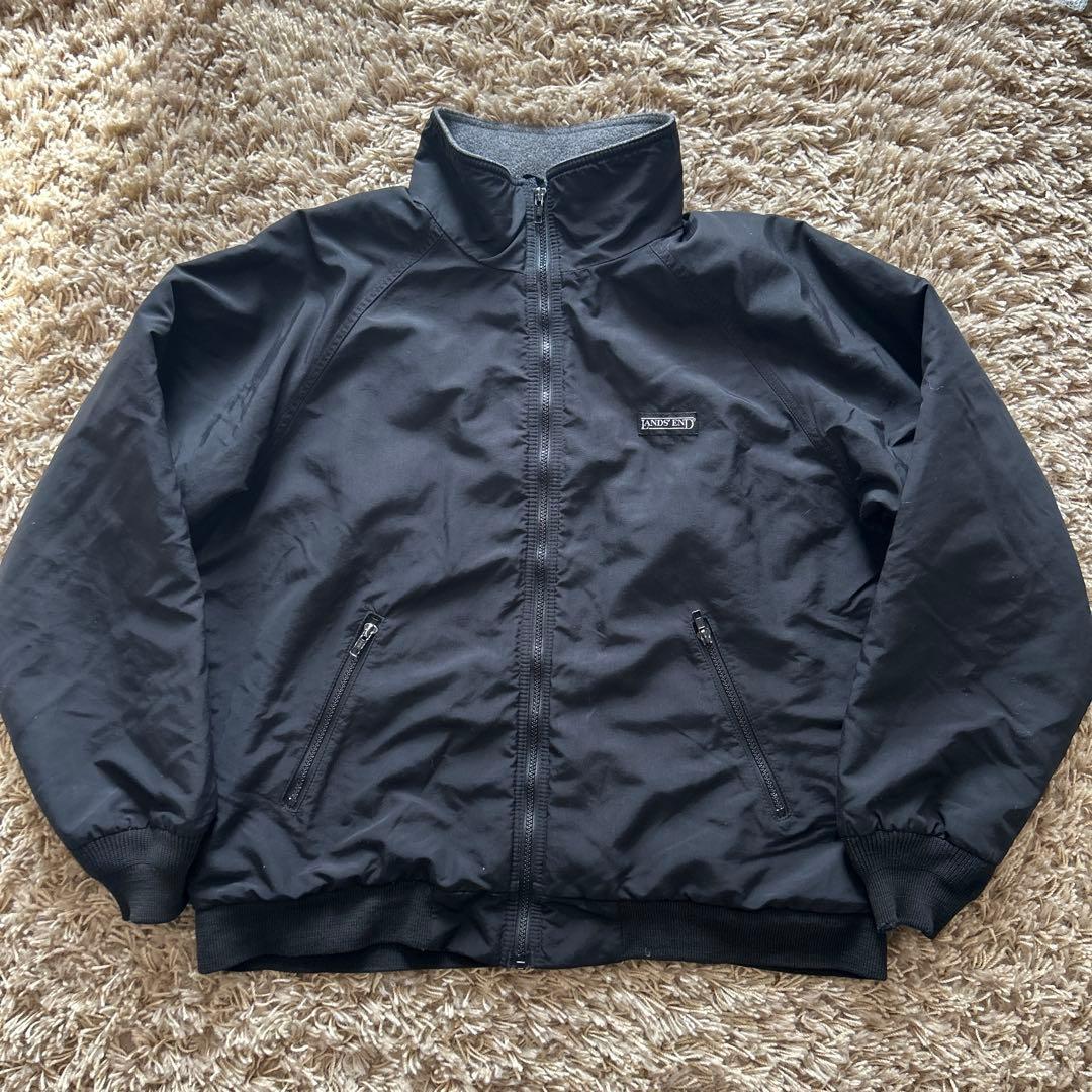 90s LANDS'END ウォームアップジャケット L USA製 ブラック