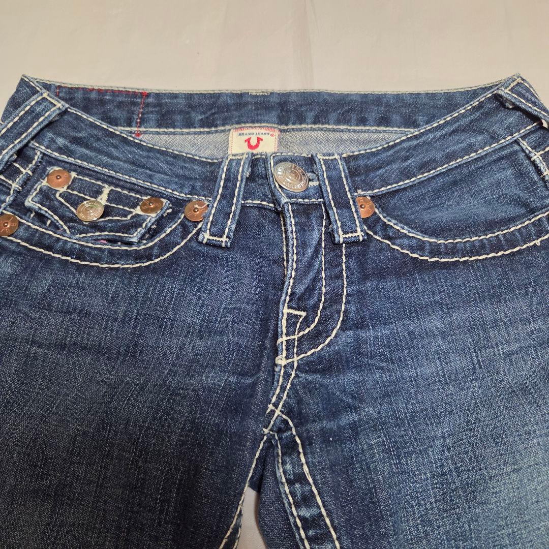 極美品TRUE RELIGIONブーツカット・フレアデニム・ダークブルーW25