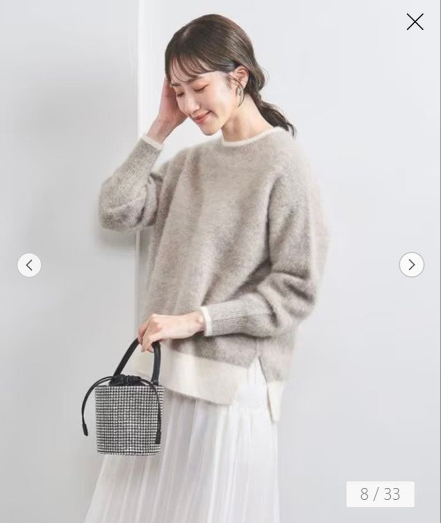 極美品 2024 ユナイテッドアローズ フォックスカシミヤ クルーネック ニット