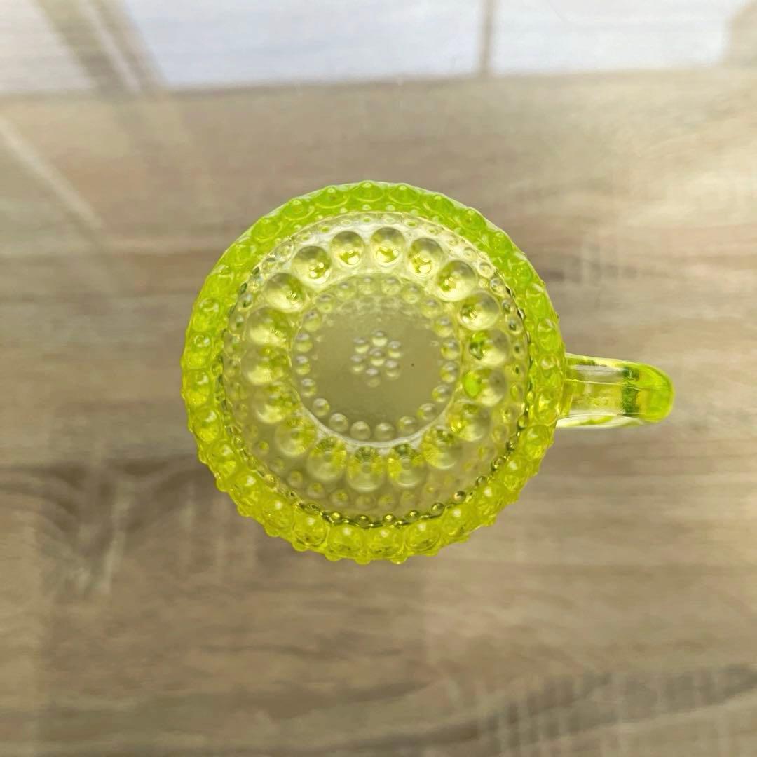 骨董　時代ガラス　フィンランド　グラッポニア マグカップ　ウランガラス１客②