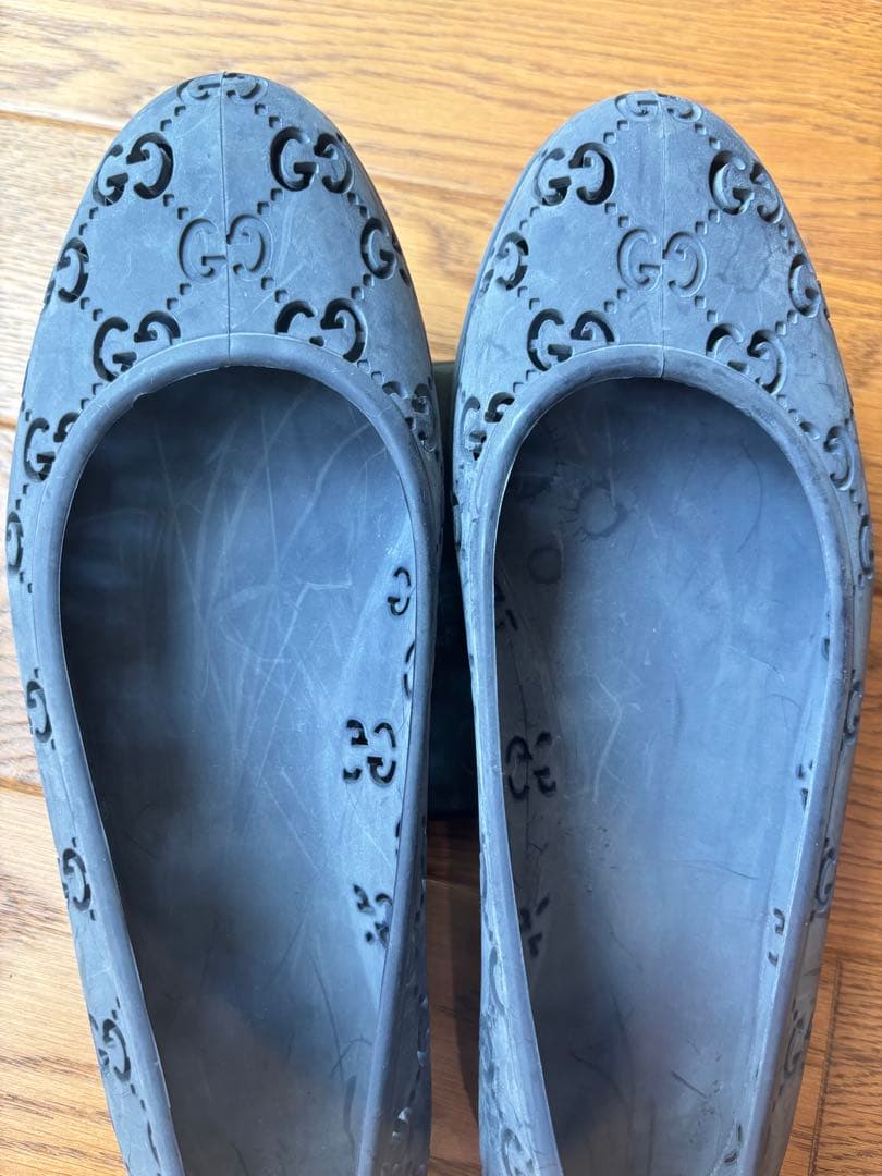 GUCCI グレー レインシューズ 37 23.5cm