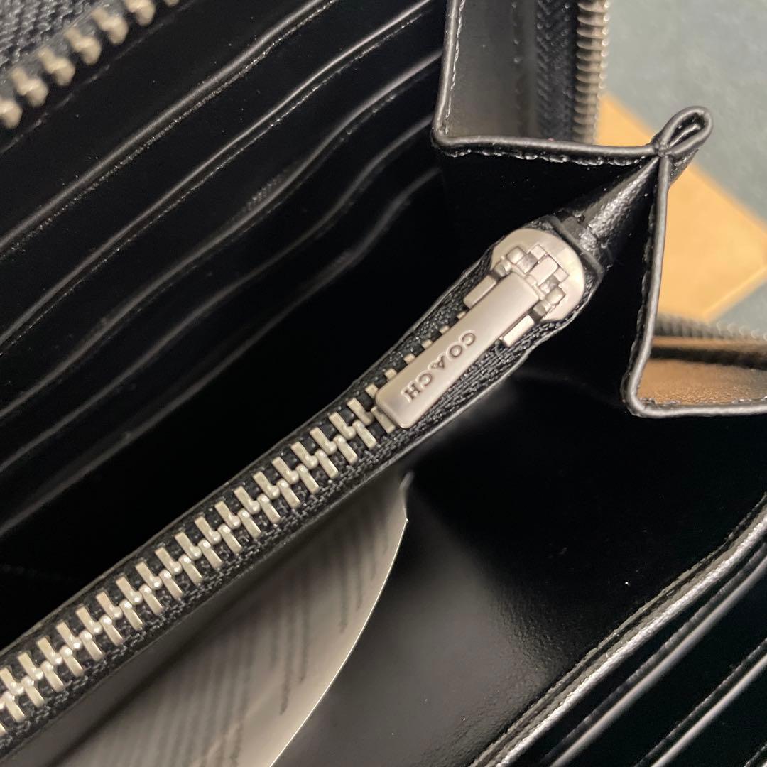 COACH ブラック ロゴパターン 長財布