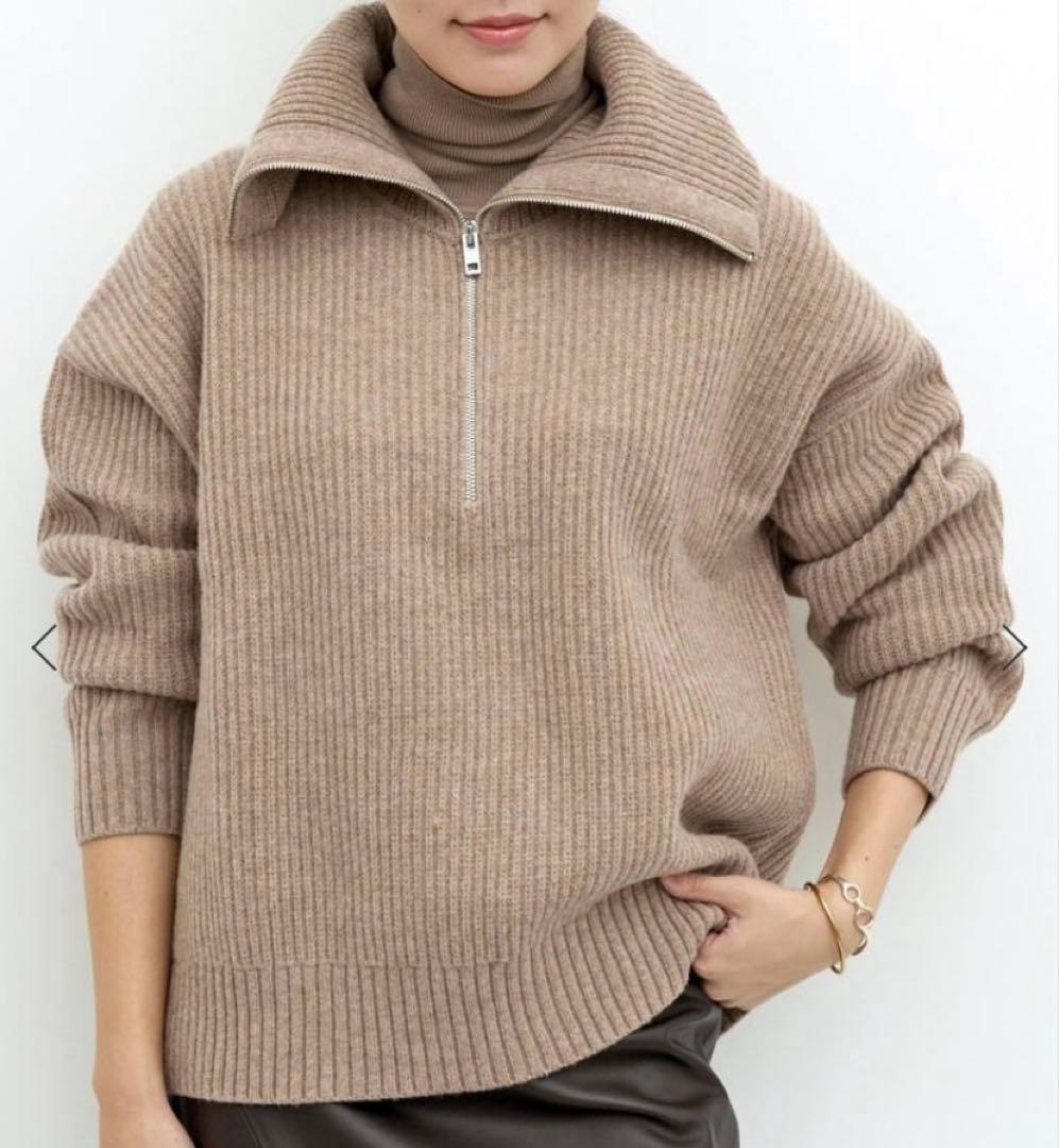 〓RIE様〓【Filipa K】HARF ZIP RIBBED WOOL KNI